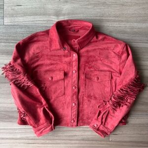 Blank NYC Twist & Shout Red Vegan Jacket Size Medium